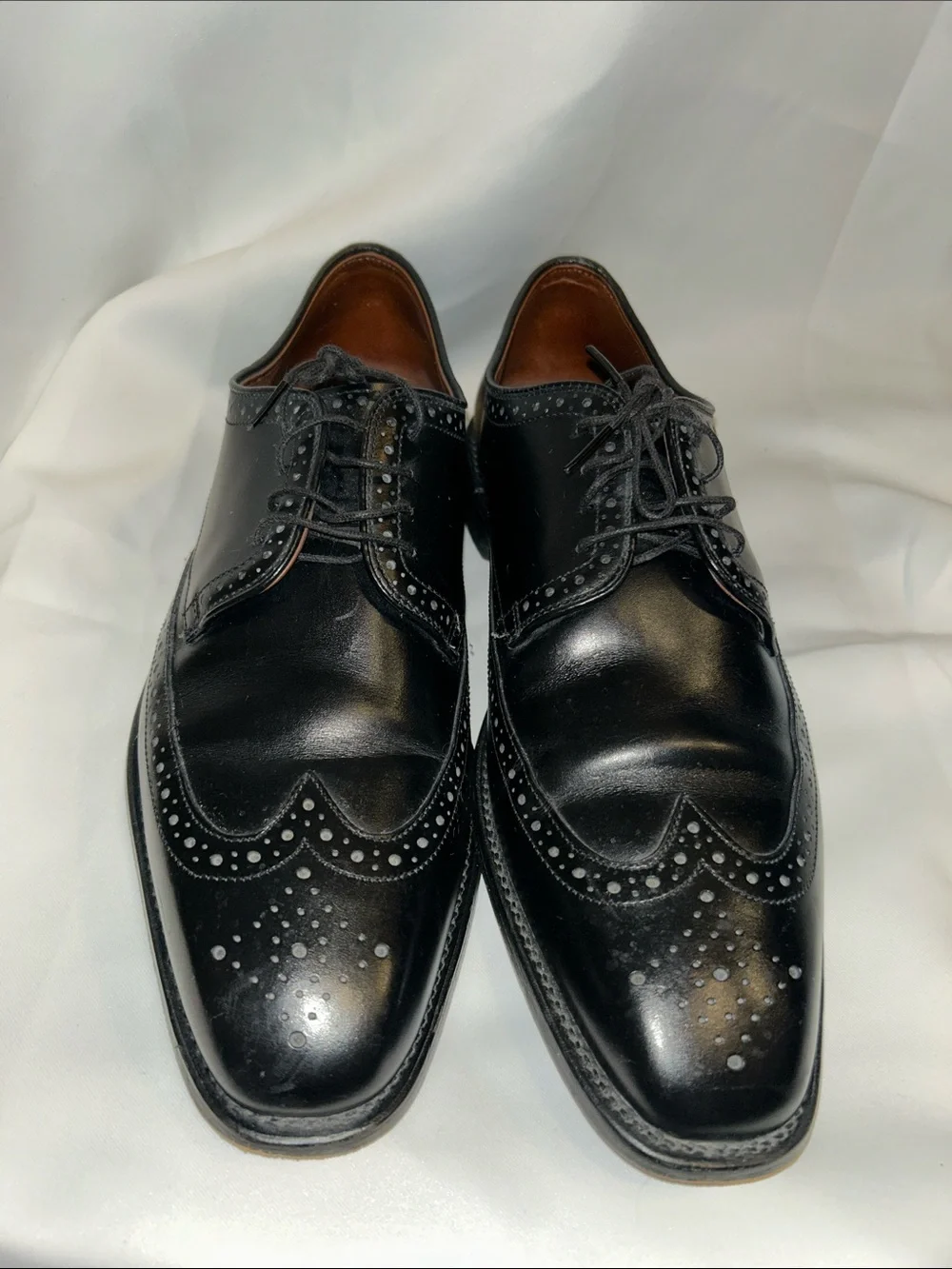 Allen Edmonds Bel Air Baroque Sleek Black Leather Wingtip Formal Dress Shoes 10